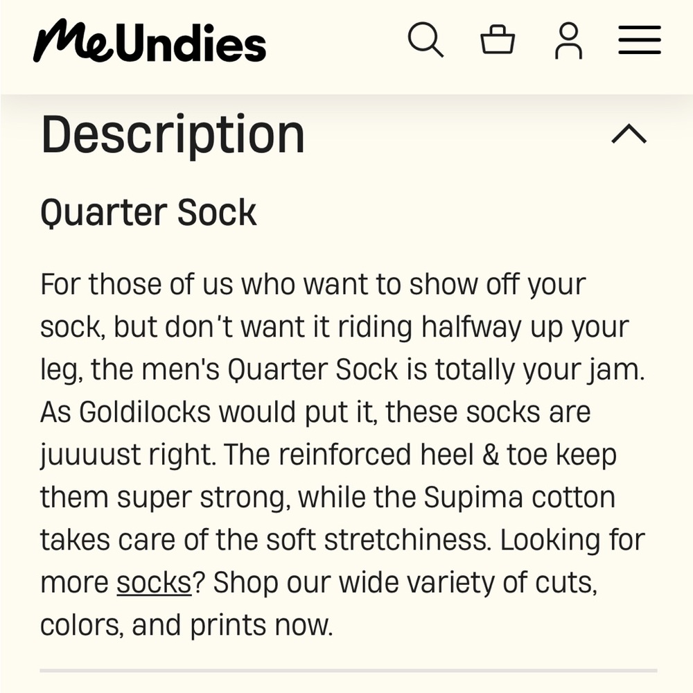 COPY - NIP MeUndies Supima Cotton Quarter Socks - Medium in Wiener Takes All. - Picture 4 of 7